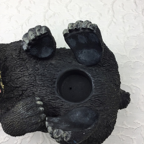 Bear Candle Holder Black Bear Cabin UpsideDown Figurine Candlesticks L10”xw6”xT6 - Picture 7 of 8